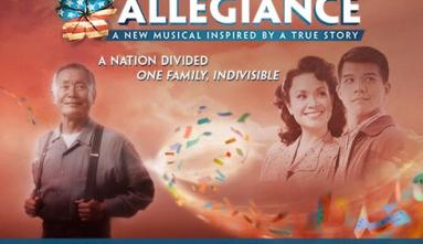 Flyer for Allegiance musical starring George Takei